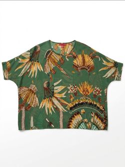 A.s.n. green floral print sheer top, one size. EUC.