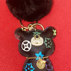 3D Bear keychain, high-grade Leather, car key pendant, couple, bag pendant
