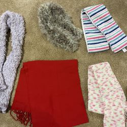 Lot 5 Winter Scarves Adult and Kids Sizes - Warm!