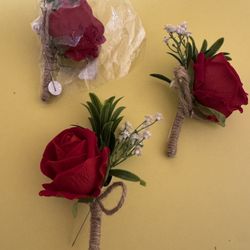 3 Single Rose Boutonnieres 