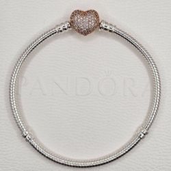 Pandora Pavé Heart Bracelet Sz19