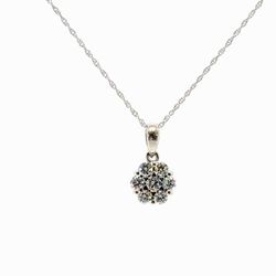 Woman’s Ladies 14k White Gold Lab Grown Diamond Cluster Pendant  with 18” Inch Necklace GP3131690