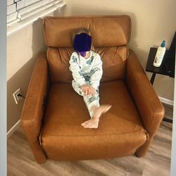 Brown Faux Leather Electric Recliner