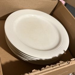 6 White Glass Plates 