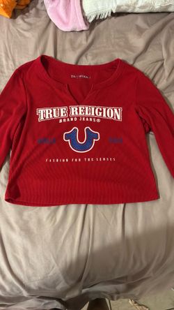 Red true religion long sleve shirt