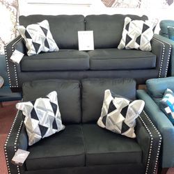 🇺🇸HUGE Ashley Furniture Blowout Sale!🇺🇸 Brand New Black Sofa Loveseat SET W/ Designer Accent Pillows Included! $50 Down Takes It Home Today! 