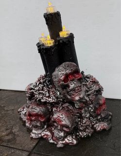 Handmade Halloween Spooky Faux Candles/Centerpiece With Skulls