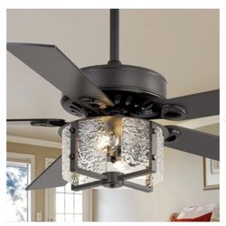Breezary Wallin 52 in. 2-Light Indoor Black Downrod Ceiling Fan - New
