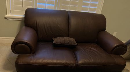 Brown Leather Loveseat Sofas - 2 for $300