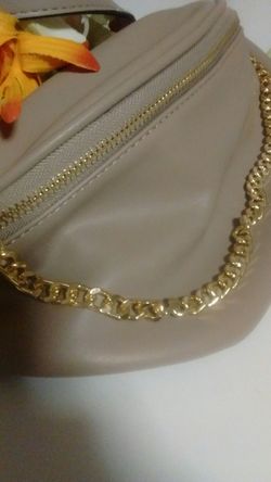 Faux Leather Beige Chained--Fanny Pack/Sling Bag