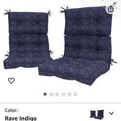 LVTXIII Outdoor Seat/Back Chair Cushion Patio Tufted High Back Cushion, Seasonal Replacement Rocking Chair Cushion with Ties (22” W x 20D”, Set of 2, 