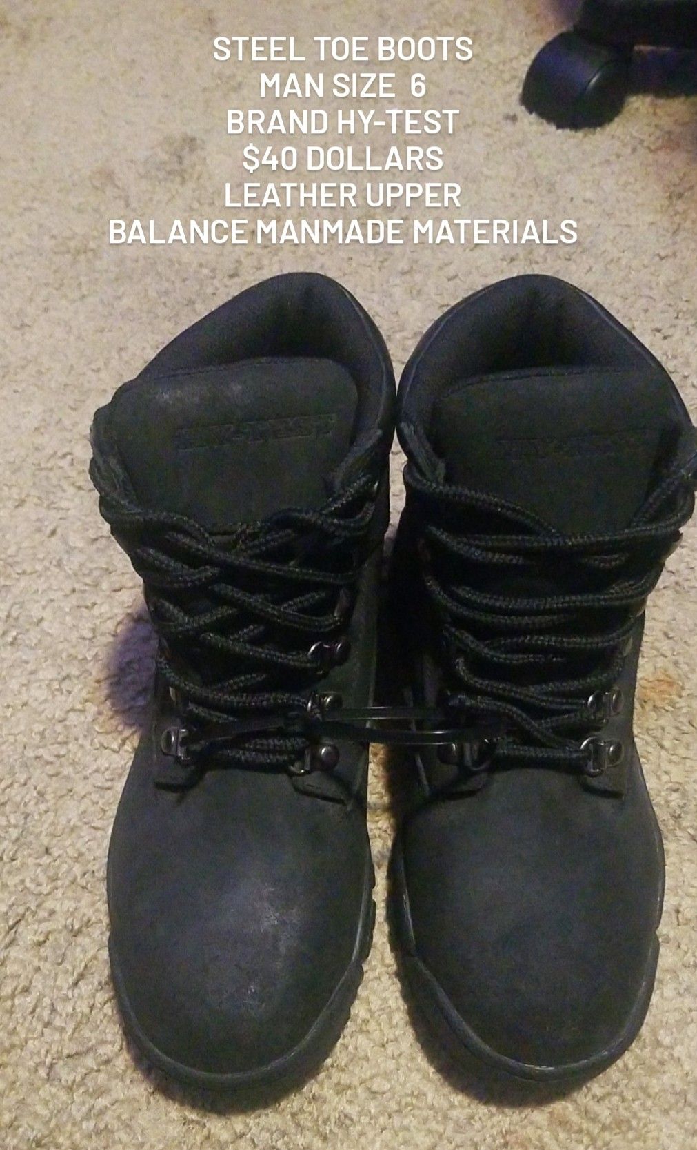 Steel toe boots size 6