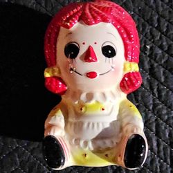 Vintage 1976 Raggedy Ann Metal Planter / Pen Holder - Retro Desk Decor