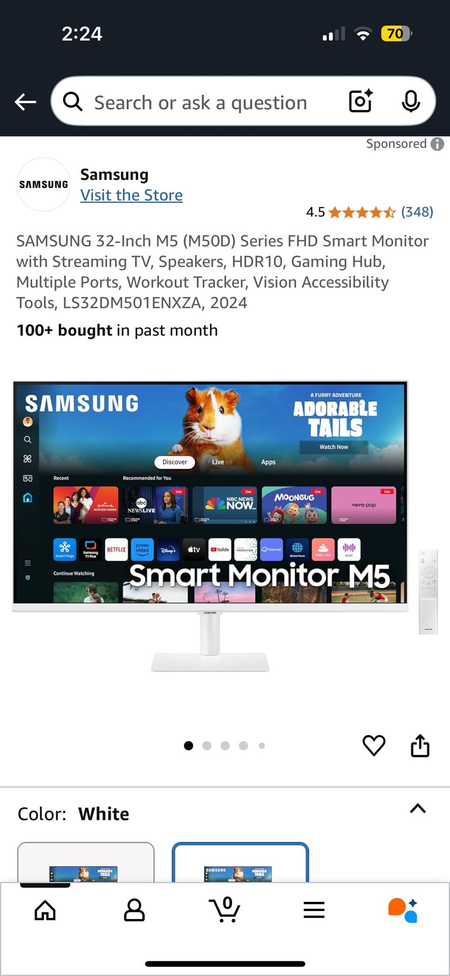 32 in Samsung M5 Smart Monitor