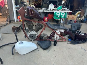 Motorcycle Frame with Engine and Parts