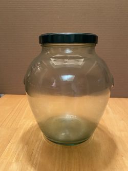 Large Green Tinted Glass Jar With Green Lid