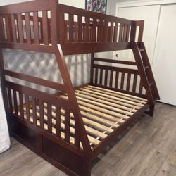 Kory Cherry Brown Twin Over Full Wood Bunk Bed