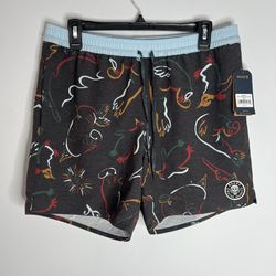 Roark Revival Shorey Creatures Shorts Mens Medium Black NWT