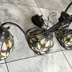 Stained Glass Triple Lamp
