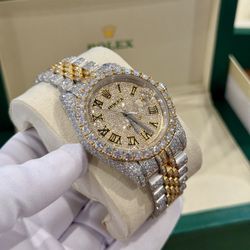 Two-Tone Watch | Gold & Silver | VVS Moissanite | Bust Down 