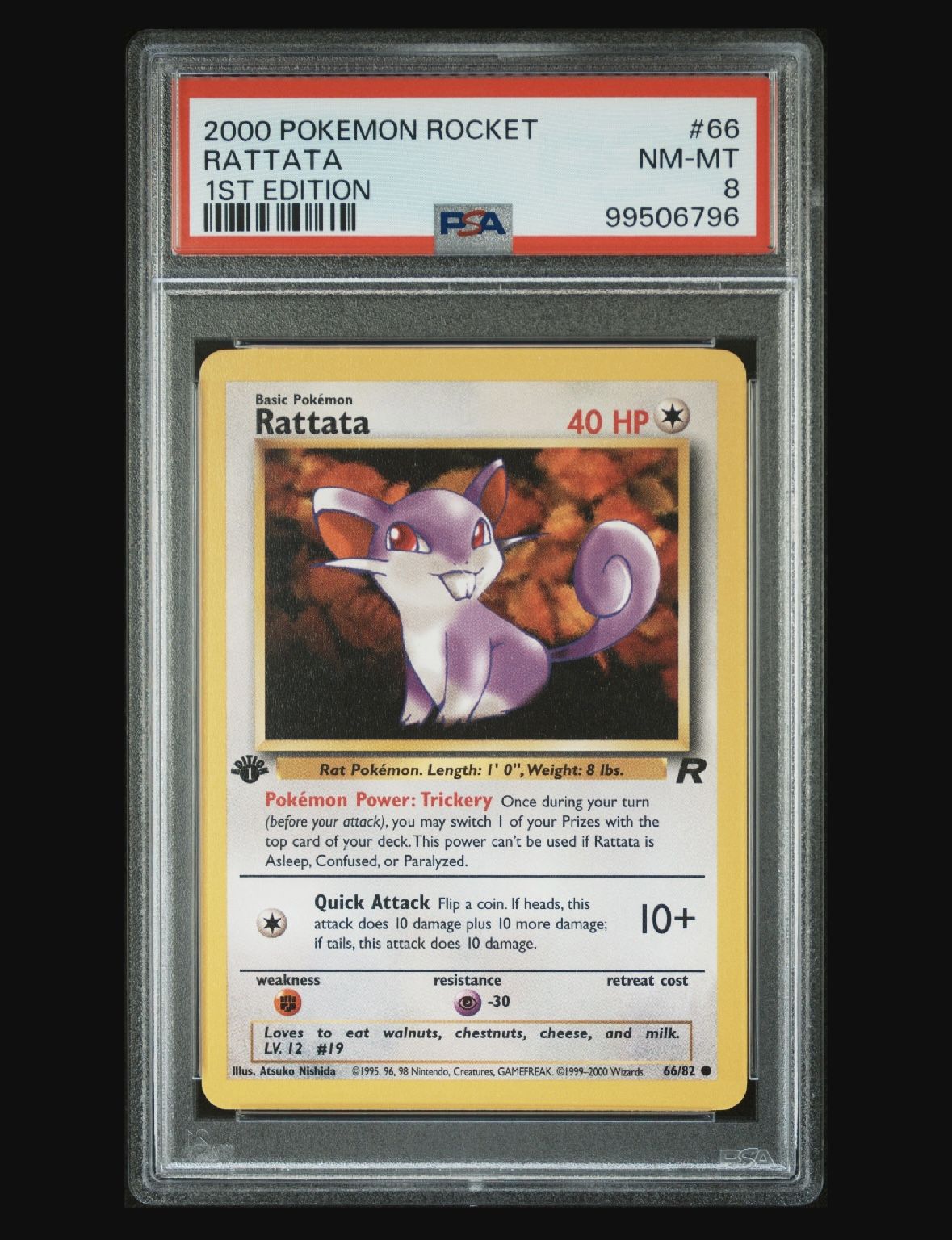 2000 Pokemon Rocket Rattata 1st Edition #66 PSA 8