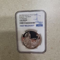 2017 Falklands 1 Oz 999 Proof Silver Crown Britannia 
