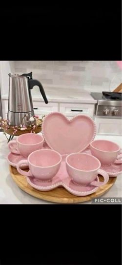 Pink Ceramic Heart Tea Set and tetera espresso