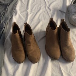  Time and Tru Women's Faux Suede Ankle Boots, Wide Width  New Conditions One Pair Is Size 7/ Half And Other Is 8/ Half. Selling Both Pairs For $10  