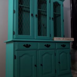 Wooden Blue Hutch