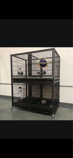 Double stables dog pet cage Kenenl size 43 with divider and feeding bowls new in box 📦