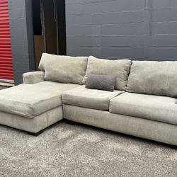 Olive Gray / Beige Sectional Sofa w/ Reversible Chaise - Free Curbside Delivery