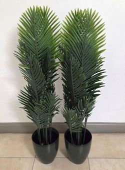 *** NEW LOW PRICE *** PAIR of 52" Faux Areca Palms in 11" Green/Blue Resin Planters (2 for $90) @ Lasting Creations