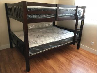 Full/full Size Expresso Bunkbed With Orthopedic Mattress
