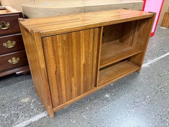 Natural Wood Finish TV Stand w/ Cabinet