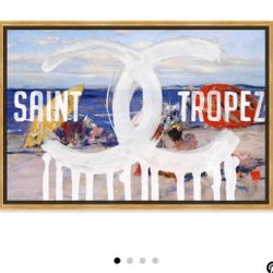 Oliver Gal St Tropex Drop Painting Frame Art Work 54 x 36 in