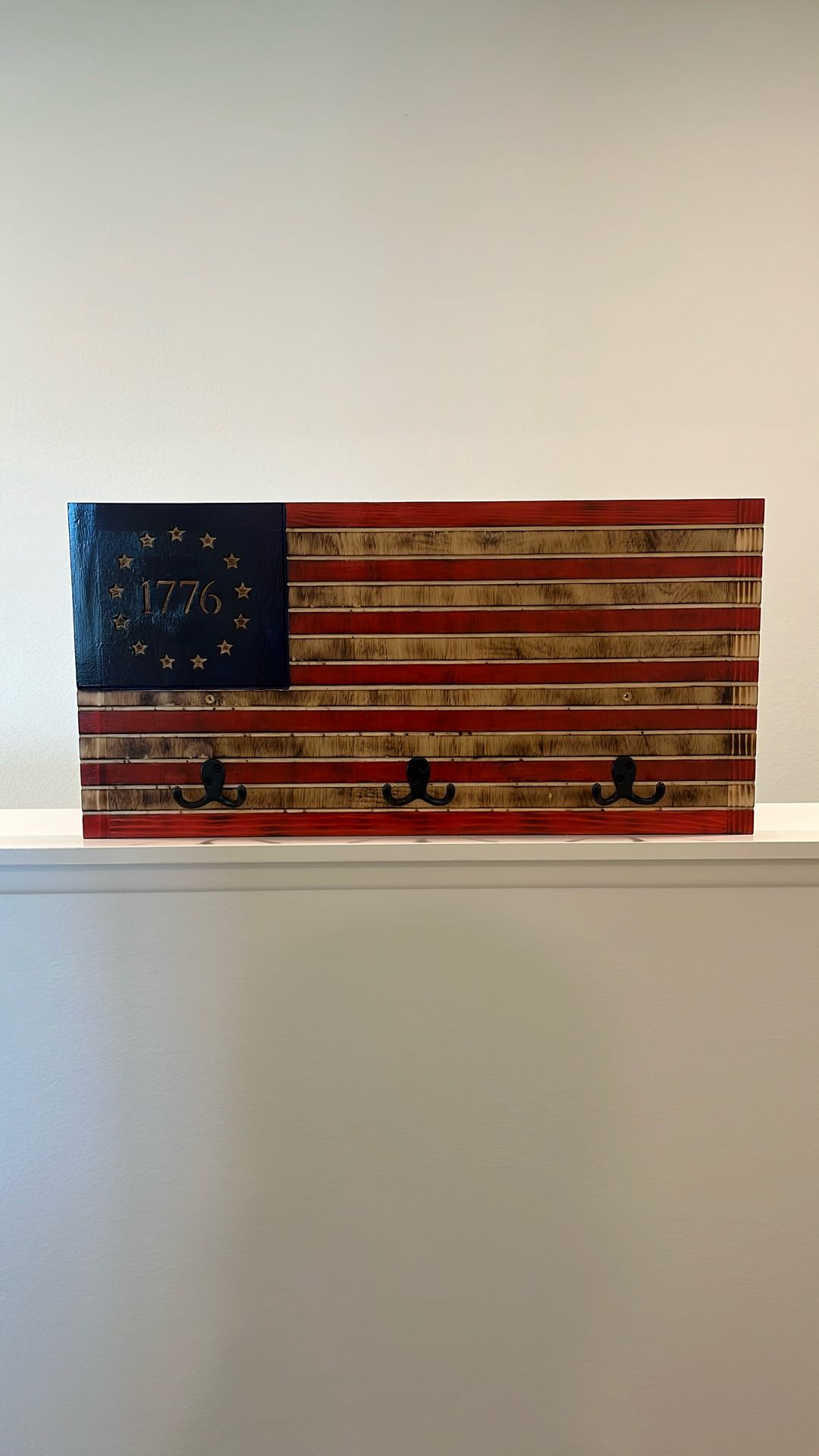 Betsy Ross 1776 and a Traditional American Coat/Hat Rack 3-Hooks. 
