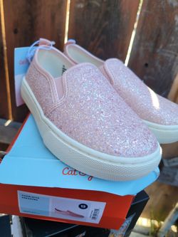 Girls' Charlotte Slip-On Sneakers - Cat & Jack™ Blush 13: Faux Leather, Non-Marking Sole, Closed Round Toe, Low Top
