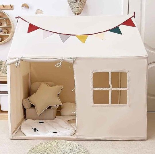 Kids Tent Indoor & Outdoor Toddler Tent Kids Play Tent Large Kids Playhouse Tent Toys with Pennant B