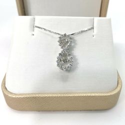 1.05 Carats Infinity Floating Round Diamonds Pendant 14K White Gold w 14K Chain