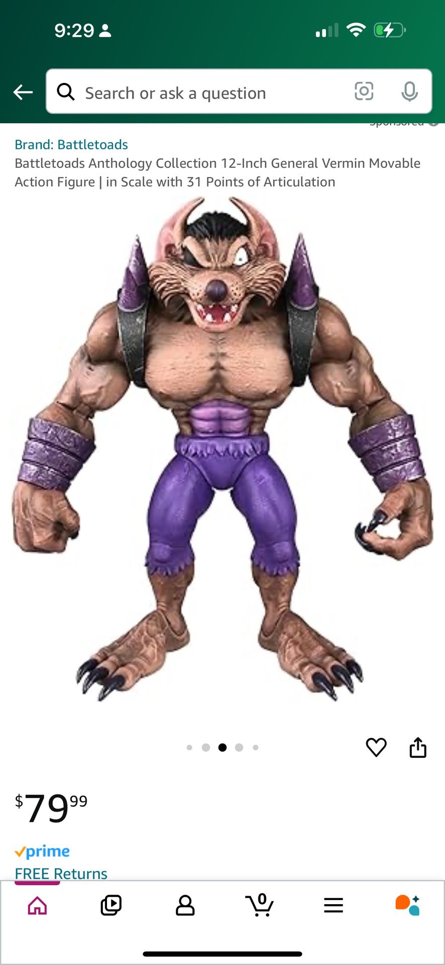 Battletoads Anthology Collection 12-Inch General Vermin Movable Action Figure | in Scale with 31 Points of Articulation