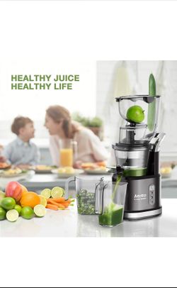 Slow Masticating Juicer Machines, Aeitto Cold Press Juicer, Vertical Juicer with Big Wide 83mm Chute for Whole Fruits and Vegetables, BPA-Free New 100