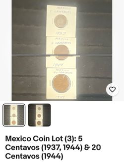 Mexico Centavos Coin Lot of 3