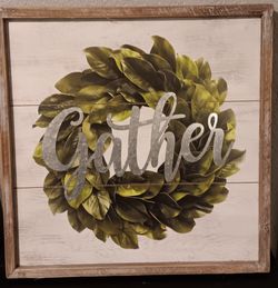 Fall/Farmhouse "Gather" Wall Frame by Robert Stanley Collection 16" x 16".