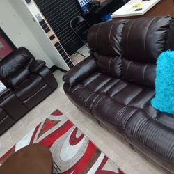 *Memorial Day Extended*---Madrid Brown Leather Reclining Sofa/Loveseat Sets---Now $999---Delivery Available 