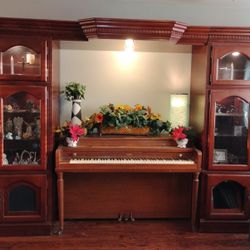 Cherry Entertainment Center and TV Stand (4-Piece Set)