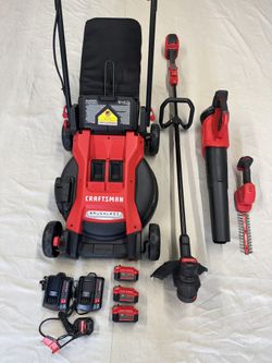 Craftsman V20 Cordless Mower, String Trimmer, Leaf Blower & Hedge Trimmer Outdoor Power Tool Combo Kit