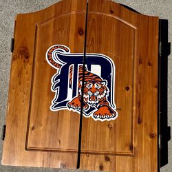 Detroit Tigers MLB Solid Wood Dartboard Cabinet
