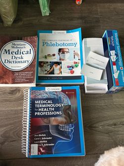 Medical terminology books and phlebotomy books