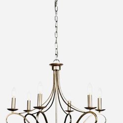 6 Lights Antique Silver Chandelier Ceiling Light