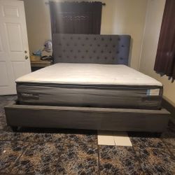 Cal King Bed Frame and Mattress 